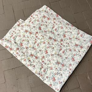 JC Penney Percale Queen Floral Top Sheet Cotton Blend Vintage